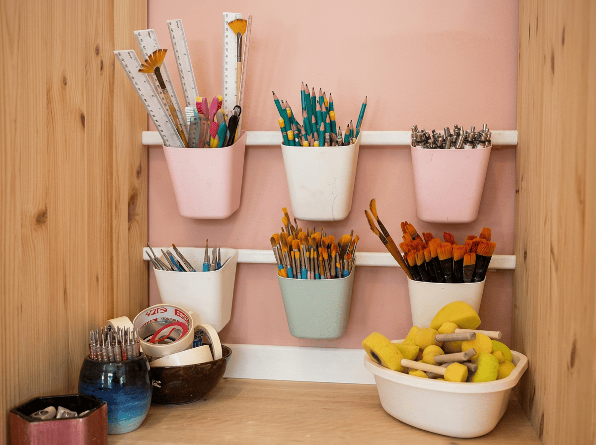 Inside the JClay studio — tables, chairs and shelves